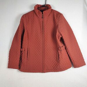 Giacca Woman Womens 2X Quilted Jacket Rust Orange Full Zip Insulated Coat